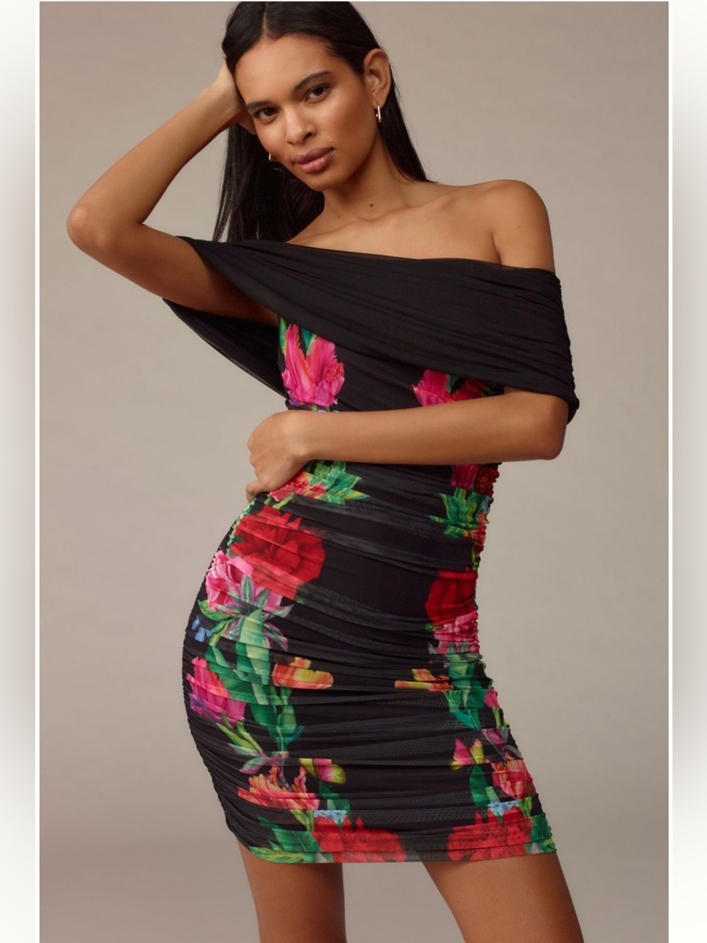 Anthropologie NWT AFRM Off-The-Shoulder Slim Mesh Mini Dress, Size S